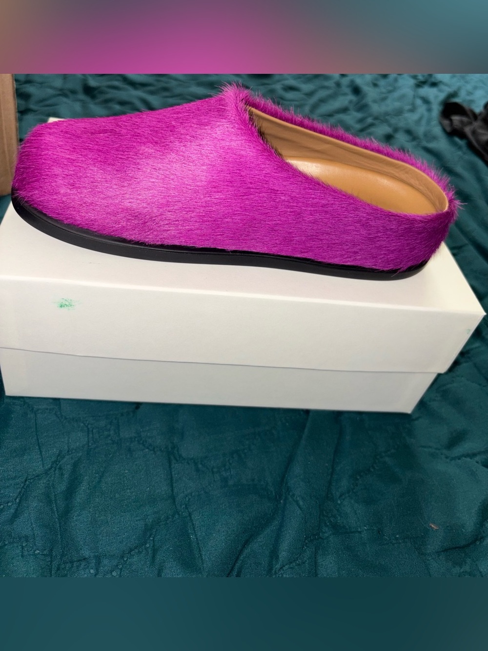 Marni Magenta Fur-Textured Slip-On Mule - Picture 2 of 5